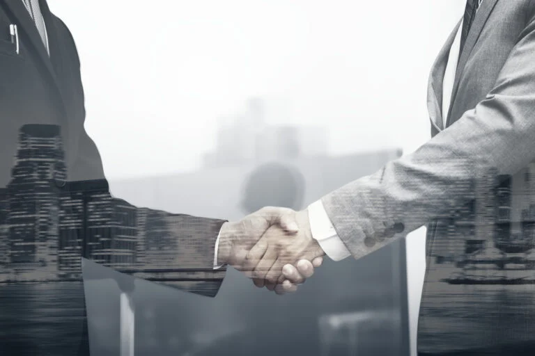 business partners handshake international business concept